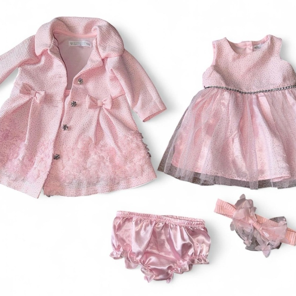 Nannette Baby Pink Sparkle Dress Set